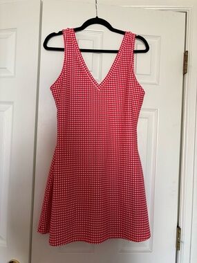 Abercrombie & Fitch Red Gingham V-Neck Mini Dress
